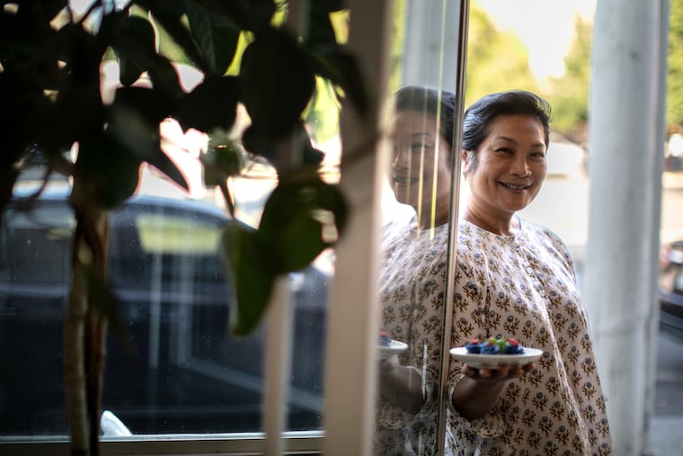 Chef Chutatip "Nok" Suntaranon holds the shaw muang dumplings at her restaurant Kalaya in Fishtown on August 22, 2024.
