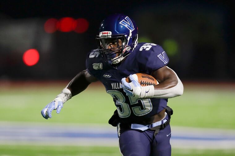 Villanova running back TD Ayo-Durojaiye runs with the football against Long Island University on Friday, November 15, 2019 in Villanova.
