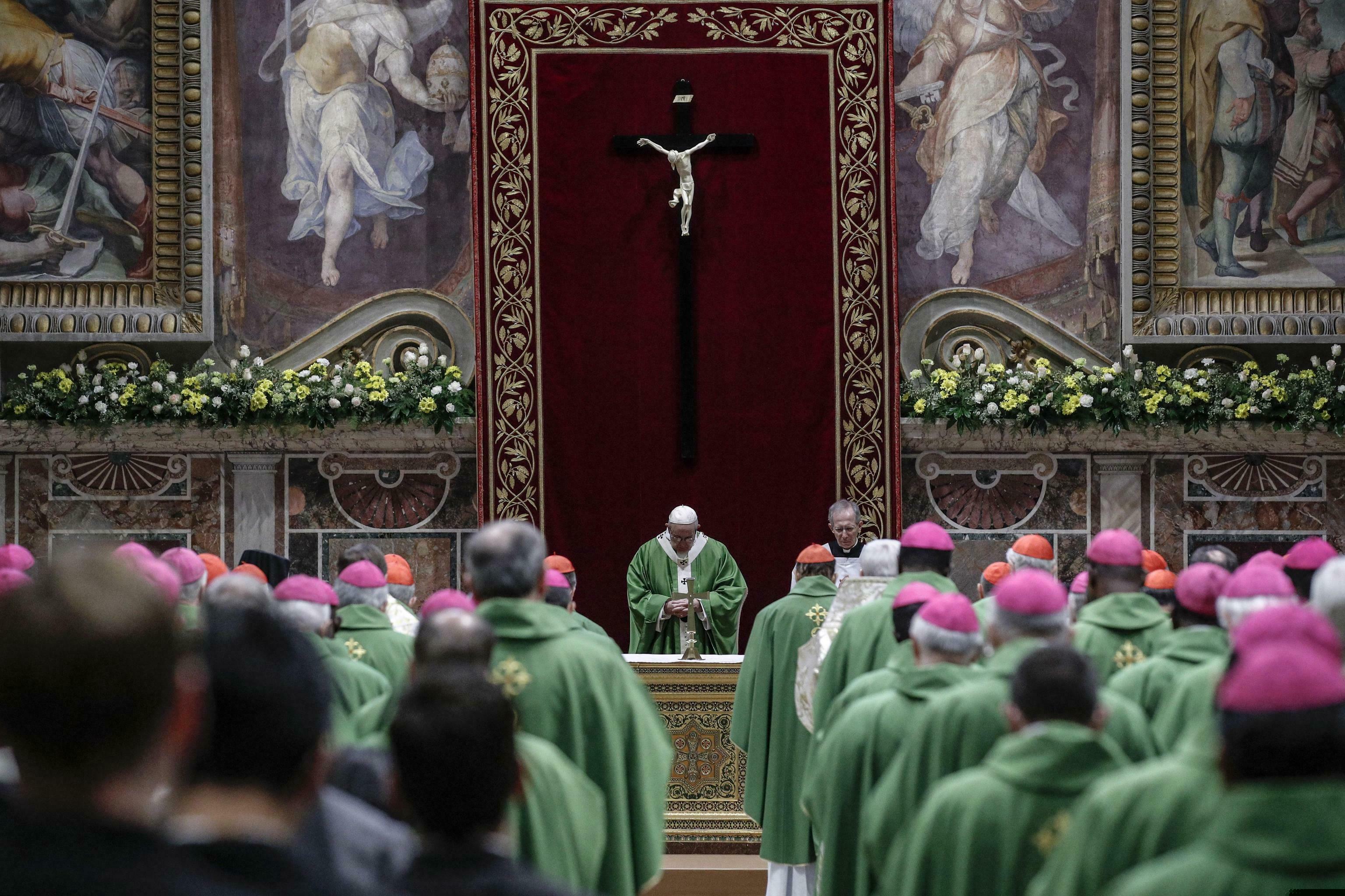 Pope Francis celebrating Mass in February 2019.