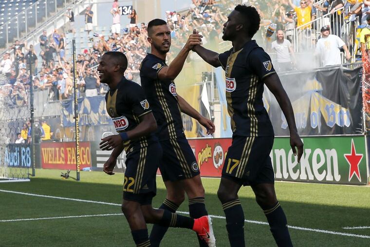 Haris Medunjanin (center) delivered two assists in the Philadelphia Union’s win over the New England Revolution.