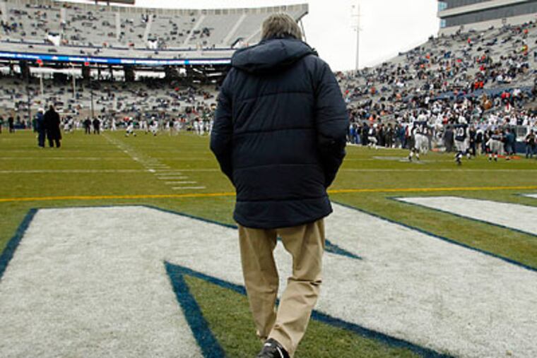 Joe Paterno was dismissed as Penn State's football coach late Wednesday night. (Gene J. Puskar/AP file photo)