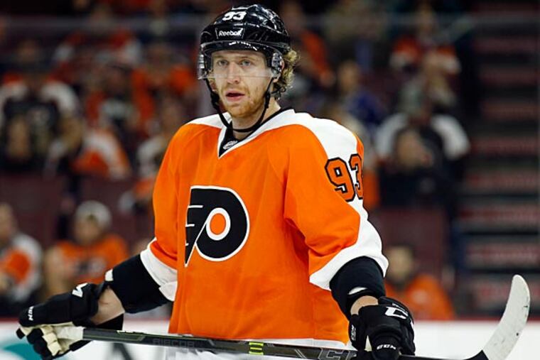 Jake Voracek is confident he'll find the net again. (Yong Kim/Staff Photographer)