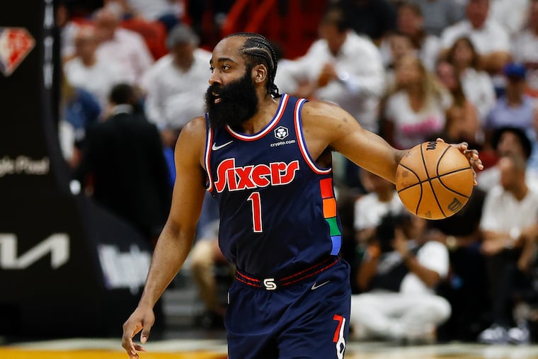 Sixers guard James Harden.