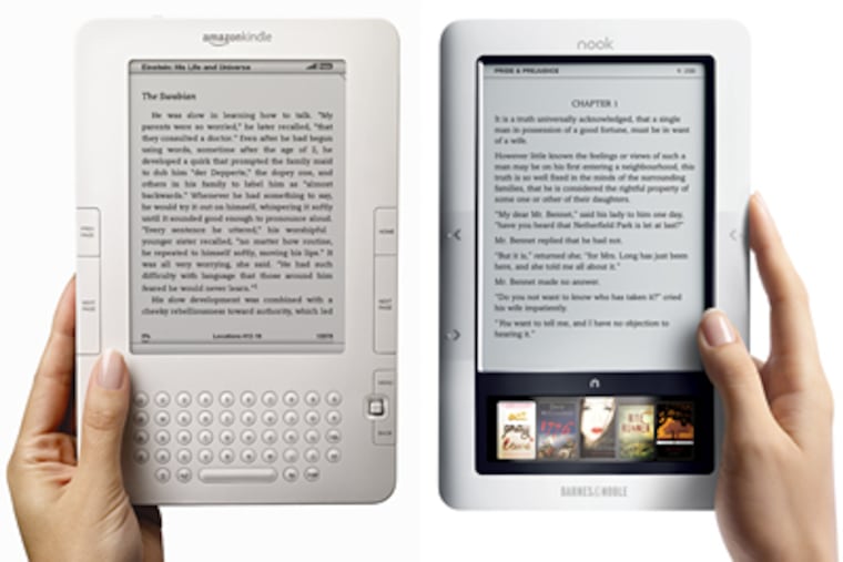 Amazon Kindle (left) and the Barnes & Noble Nook (right). (MCT)