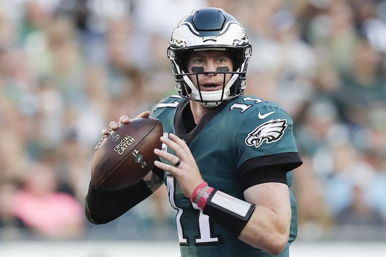 Eagles quarterback Carson Wentz will field questions from reporters before practice.