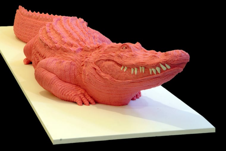 Normally, crocodiles chew on you, but this one is just the opposite: Maurizio Savini’s piece is sculpted from chewing gum.