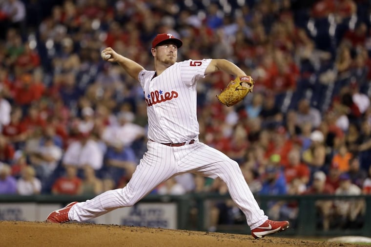 Phillies pitcher Mark Leiter Jr. pitches in the third inning.