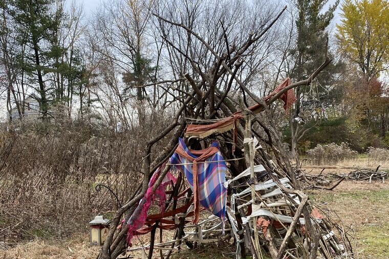 A “fairy house” that organically appeared in the meadows at FDR Park.