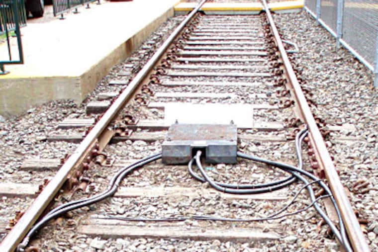 Thieves are stealing wiring to sell the copper from rail lines. This is the Scenic Road station on the Route 101 trolley line. (SEPTA)