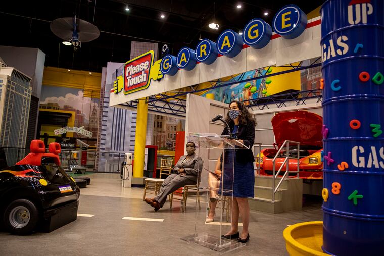 Acting Philadelphia Health Commissioner Cheryl Bettigole discusses keeping unvaccinated children safe at the Please Touch Museum last week.
