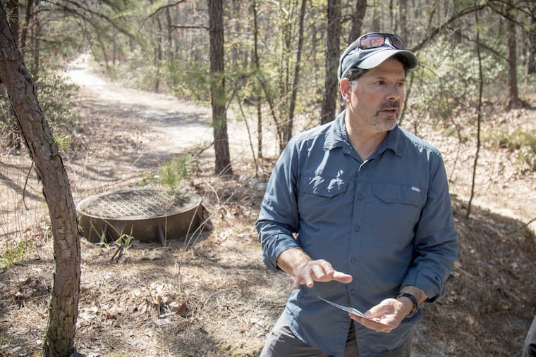 John Volpa, is the Founder and Chairman of The Black Run Preserve, near the Basin #2 along the Red Trail in the Preserve located in Marlton. Black Run Preserve, on Kettle Run near Braddocks Mill Road, Marlton NJ 08053. Tuesday morning, April 11, 2017.