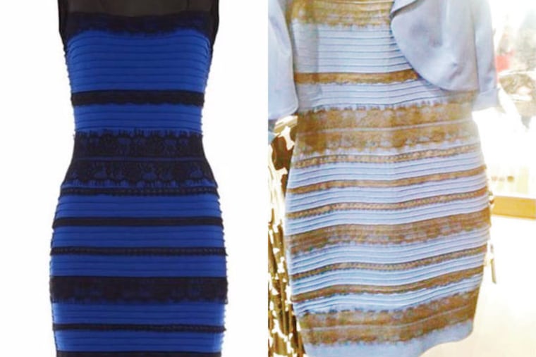 What color is this dress? Under some light it looks black and blue (left) or gold and white (right).