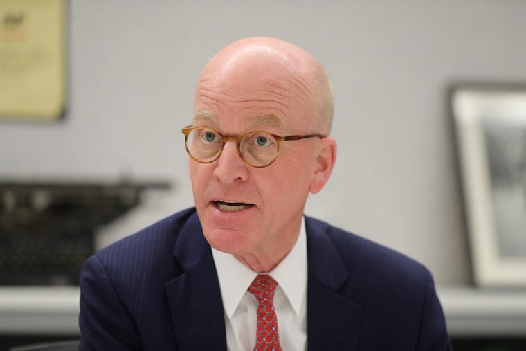 Former Congressman Joe Hoeffel in front of the Philadelphia Inquirer Editorial Board Friday April 27, 2018.