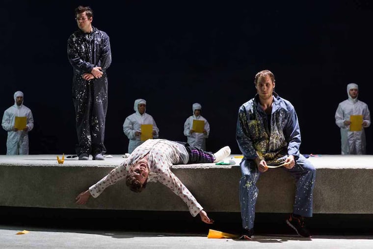 In Doctor Atomic, Tyler Zimmerman (as Edward Teller), Jonathan McCullough (J. Robert Oppenheimer), and Evan LeRoy Johnson (Robert Wilson).