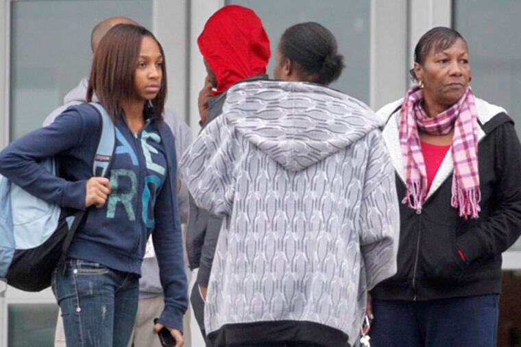 Upper Dublin High School near Ambler, PA went into lockdown after security suspected students may have had a rifle within the school building on Monday morning December 17, 2012. Upper Dublin police responded and removed several kids that were allegedly carrying an umbrella used as a prop in an experiment. Shortly thereafter the school was taken off of lockdown. ( ALEJANDRO A. ALVAREZ / STAFF PHOTOGRAPHER )