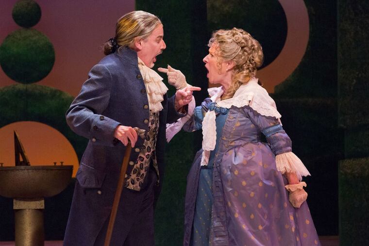 Carl Wallnau and Joy Franz in “Triumph of Love,” through May 20 at Bristol Riverside Theatre.