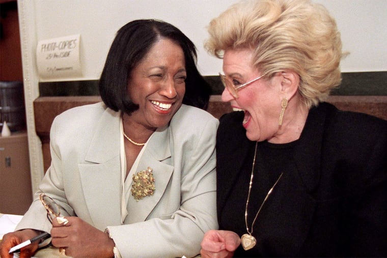 Former Councilwoman Marian Tasco (left) and former City Commissioner Marge Tartaglione are among the 33 former Philadelphia employees to earn a pension of more than $100,000.