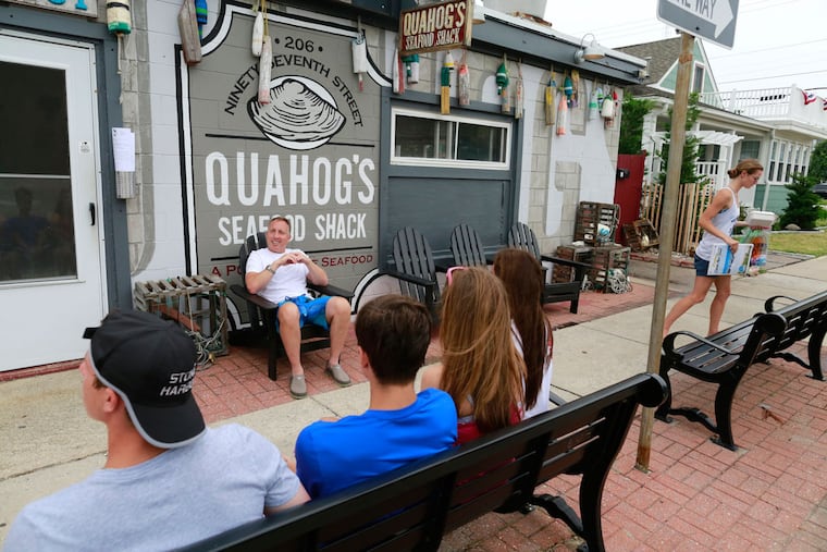 Diners waiting outside of Quahog's, in Stone Harbor, N.J.
