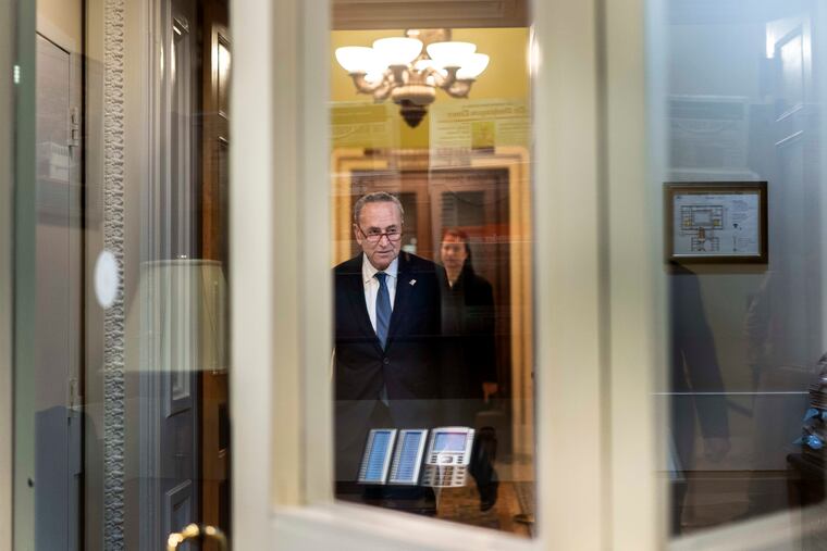 Senate Minority Leader Chuck Schumer, D-N.Y., arrives for a news conference on Capitol Hill on Dec. 16, 2019.