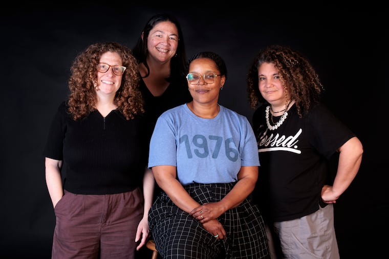 Laurie Allen, Michiko Hunt, Yolanda Wisher, producer of the Bicentennial Baby podcast, and Maleka Fruean photographed in the Philadelphia Inquirer studio on Thursday, May 28, 2026 in Philadelphia.