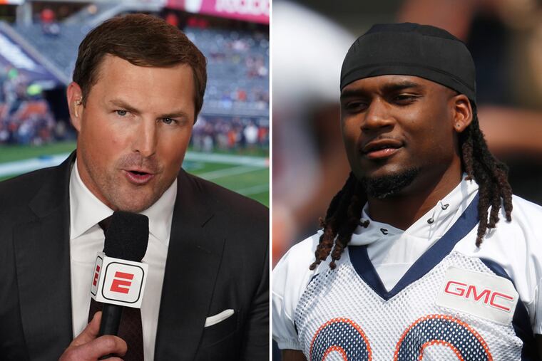 Broncos cornerback Bradley Roby (right) took issue with ESPN's Jason Witten after claiming Roby quit during the final minutes of the team's "Monday Night Football" loss to the Raiders.