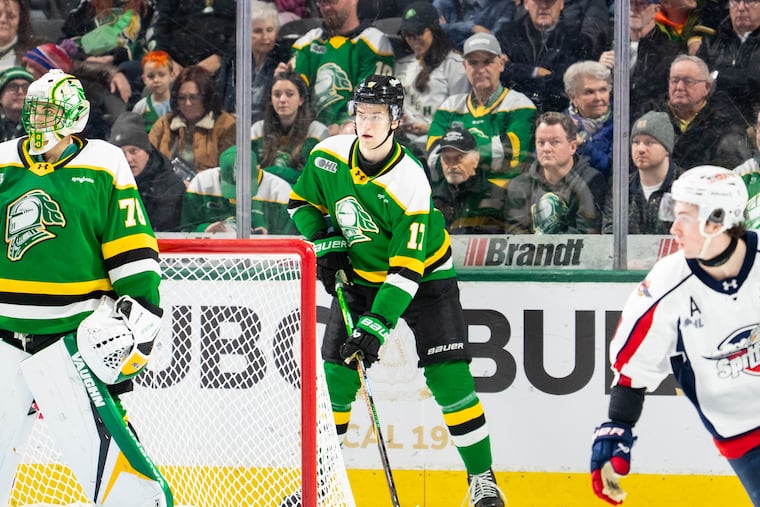 Maksim Sokolovskii (No. 17) tied forward Brooks Rogowski for the tallest players measured at this year's combine.