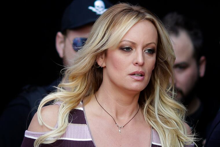 Adult film actress Stormy Daniels arrives for the opening of the adult entertainment fair Venus in Berlin.
