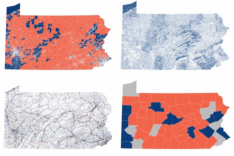 Maps generated using data turned over by House Speaker Mike Turzai during federal gerrymandering trial Agre v. Wolf.