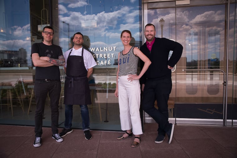 Operator Patrick Cappiello, chef Daniel Eddy, pastry chef Melissa Weller, and operator Branden McRill at the new Walnut Street Cafe.