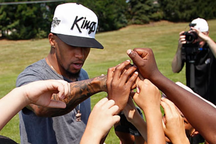 DeSean Jackson held a football camp at the field behind Moorestown Upper Elementary School. (Alejandro A. Alvarez/Staff Photographer)
