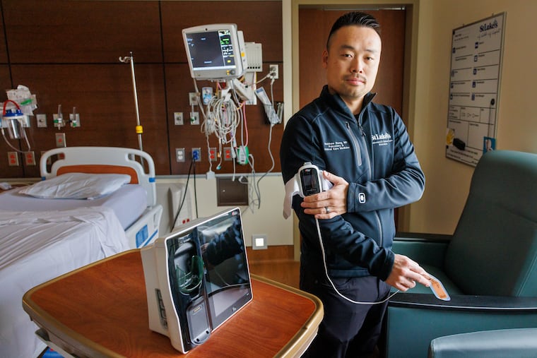 Matthew Zheng, a doctor at St. Luke's Upper Bucks, says that the health system's AI monitoring device helps staff keep tabs on patients as they recover.