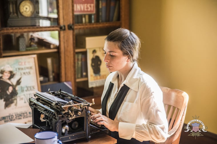 Laura Adie portrays a female yeoman, one of the 11,000 enlisted women with the U.S. Navy who performed clerical tasks during World War I.