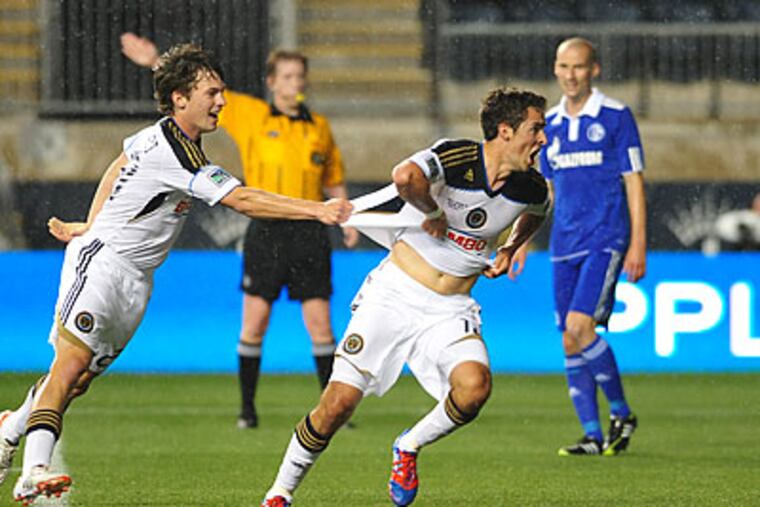 Chandler Hoffman celebrates scoring the winning goal for the Union. (Greg Carroccio/Philadelphia Union)