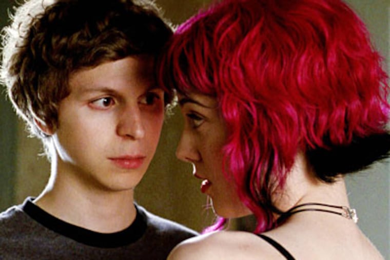 Michael Cera as Scott Pilgrim, Mary Elizabeth Winstead as his love interest, in the video game-like romp "Scott Pilgrim vs. the World."