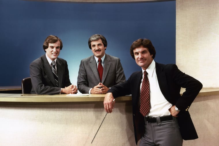 Don Tollefson, Jim Gardner and Jim O'Brien at the 6abc studios in the early 1980s.