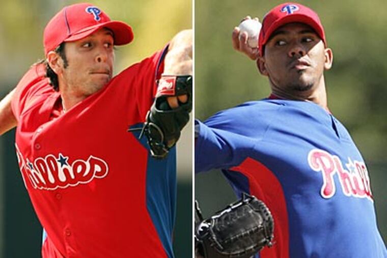 Michael Stutes and Antonio Bastardo will be key for the bullpen in the upcoming season. (Yong Kim/Staff file photos)