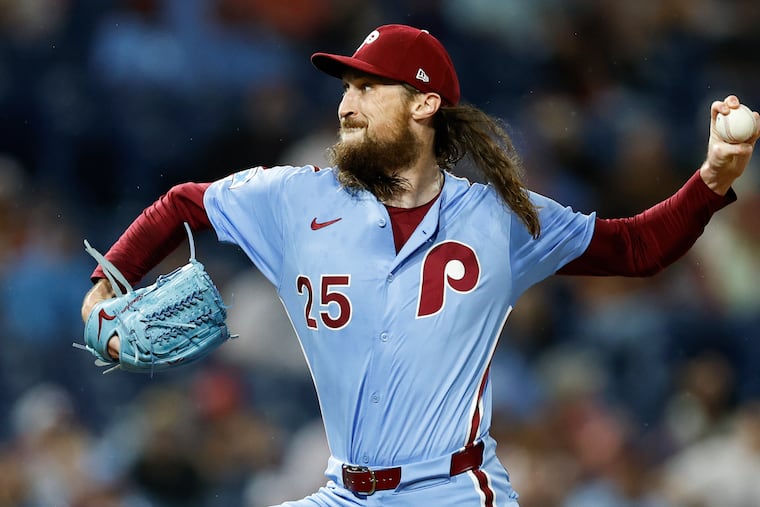 Phillies pitcher Matt Strahm throws a eighth inning pitch against the Miami Marlins on Thursday, September 25, 2025 in Philadelphia.