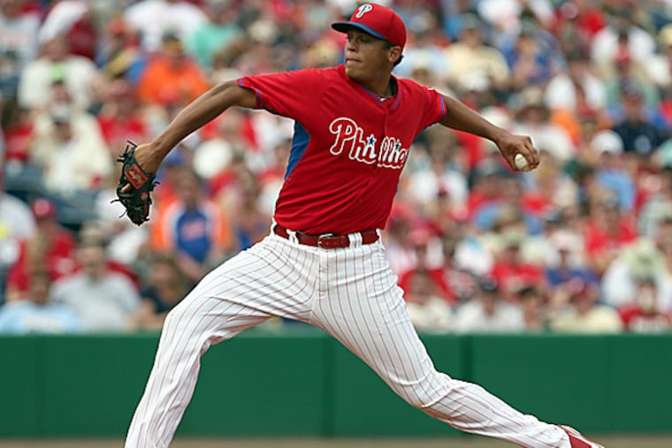 Phillies pitcher Mario Hollands. (Yong Kim/Staff Photographer)