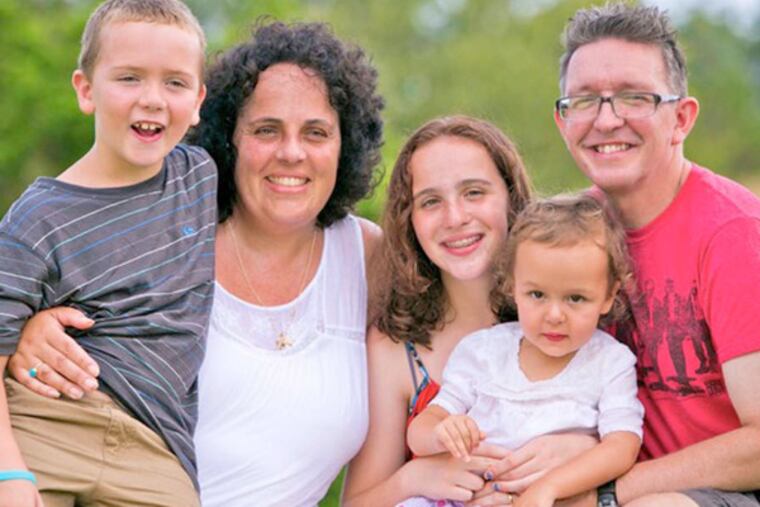 Maria Kefalas and husband Patrick Carr with children P.J., 9; Camille, 13; and Calliope, 3, on a family trip to Martha's Vineyard sponsored by the Make-a-Wish Foundation in August, two months after Calliope was diagnosed with MLD. (Randi Baird)