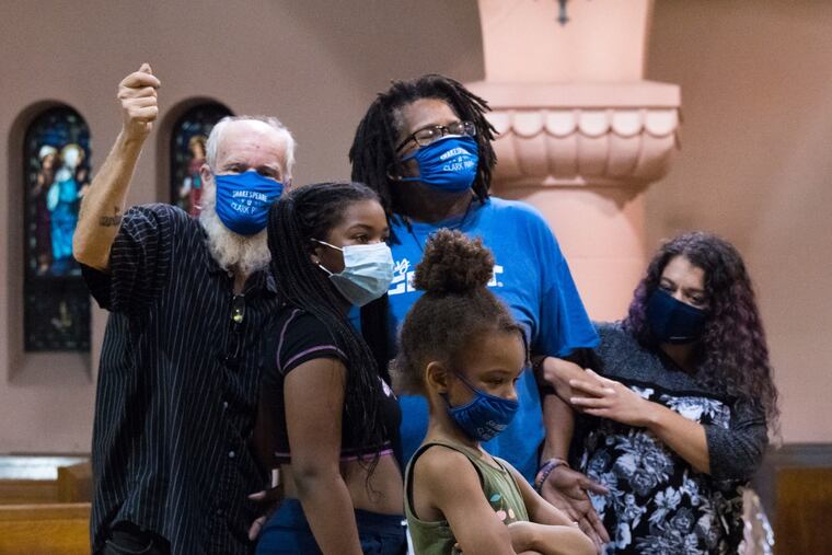A "Peril's Island" rehearsal with (from left) Dennis Payne, Kalea Prosser, Monica Wright, Nyla Roberson, and Rachel O'Hanlon-Rodriguez.