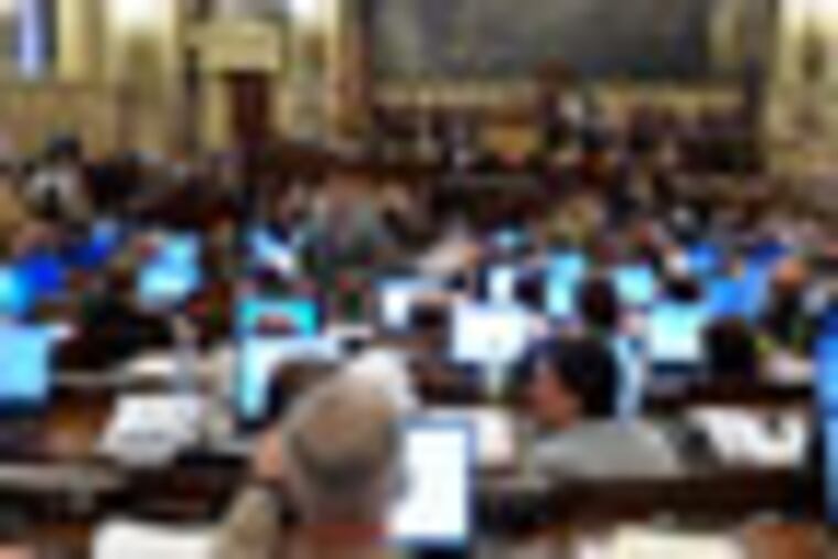 Members of the Pennsylvania House of Representatives meet to work on the state budget, Friday, June 29, 2012 in Harrisburg, Pa. (AP Photo/Bradley C Bower)