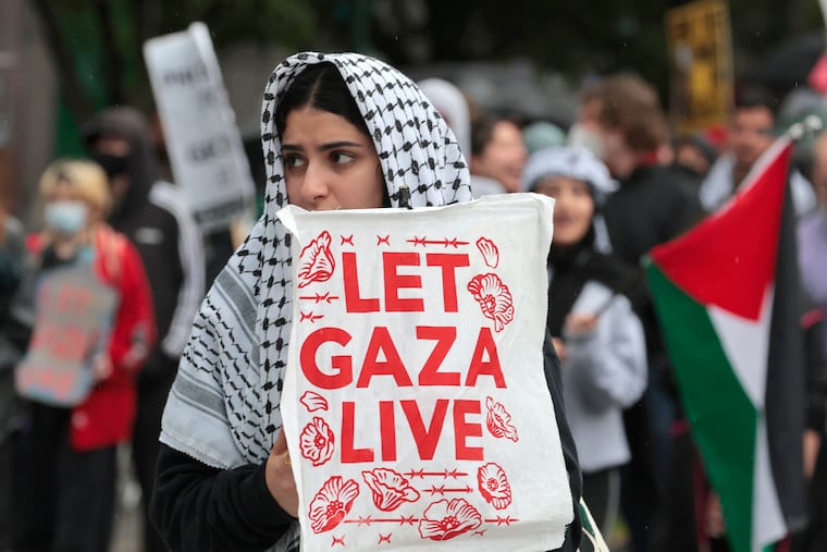 Pro-Palestinian protesters marched from City Hall to Drexel University in May.