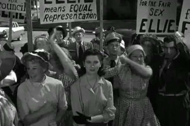 Even on the family-friendly "Andy Griffith Show," a battle of the sexes broke out in an episode from 1960 in which the sheriff's girlfriend Ellie (Elinor Donahue) became the first woman to run for Town Council.