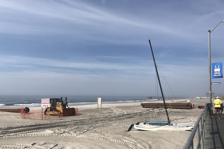 Equipment from Weeks Marine has arrived on the beach at the line between Ventnor and Margate.