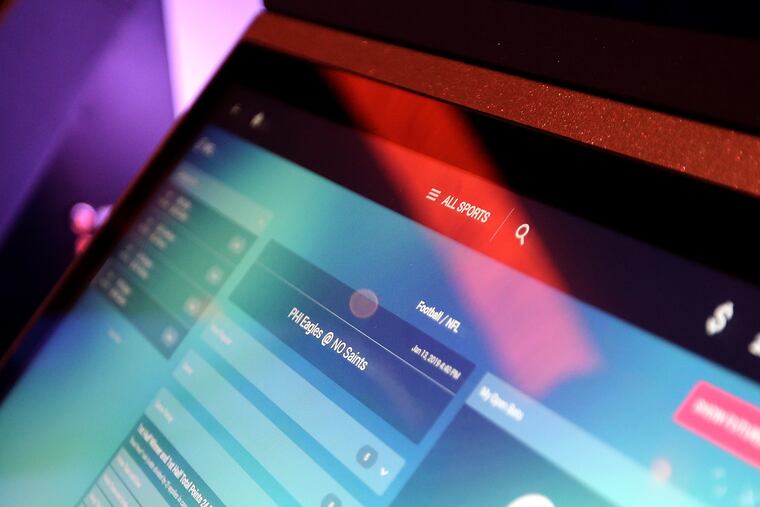 A detail of one of the betting kiosks at the new Sports Book inside Parx Casino in Bensalem, which opened in January. The casino says that mobile betting is set to launch in a few weeks.