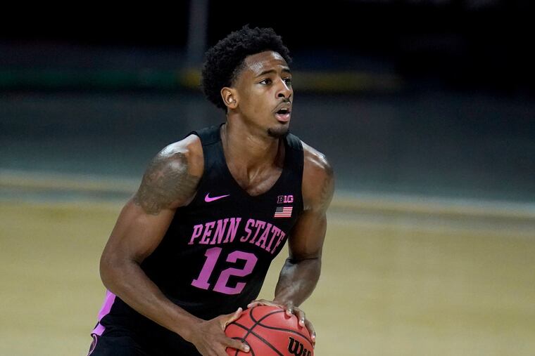 Penn State guard Izaiah Brockington prepares to shoot against Maryland on March 7,