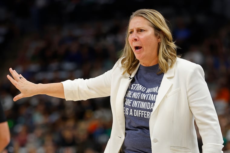 Minnesota Lynx head coach Coach Cheryl Reeve directs her team as they play the Phoenix Mercury on Sept. 25.