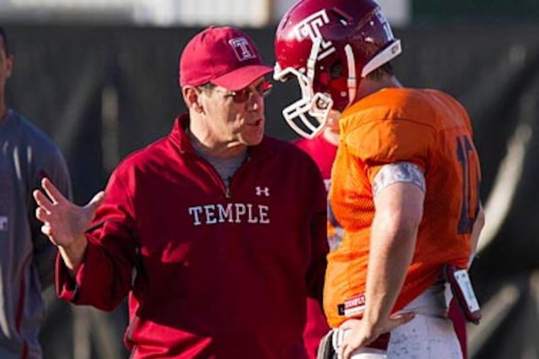Kevin Rogers coaching tactics are on full display during Temple's spring practices. (David M Warren/Staff Photographer)
