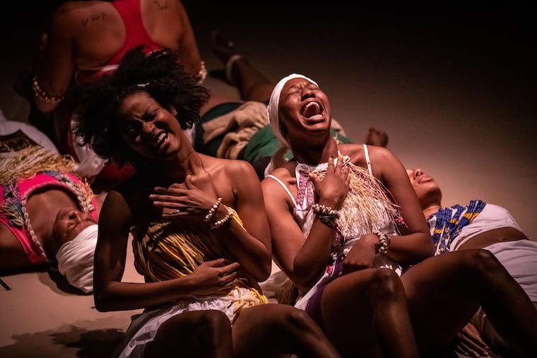 In the world premiere of "Vessels," co-shaped and co-produced by Rebecca Mwase and Ron Regin, seven women explored the transcendental possibilities of music during the Middle Passage. Set in an interactive, sculptural environment that invoked those infamous ships, this interdisciplinary, speculative history work explored singing as a survival tool. Presented by the Annenberg Center for the Performing Arts, March 7, 2019.