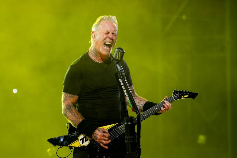 James Hetfield of Metallica performing in Warsaw, Poland in 2014. The band plays Lincoln Financial Field on Friday and Sunday in a 'No Repeat Weekend' on their M72 Tour.